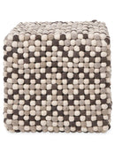 Natural Grey Felt Ball Ottoman Pouf - Felt Ball Rug USA - 1