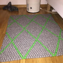 Mint Diamond Rectangle Felt Ball Rug
