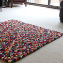 Multicolored Rectangle Felt Ball Rug - Felt Ball Rug USA - 1