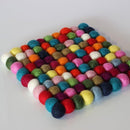Multicolored Square Felt Ball Trivet