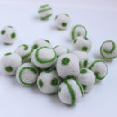 Polka Dot Swirl Felt Balls Spring Green On White
