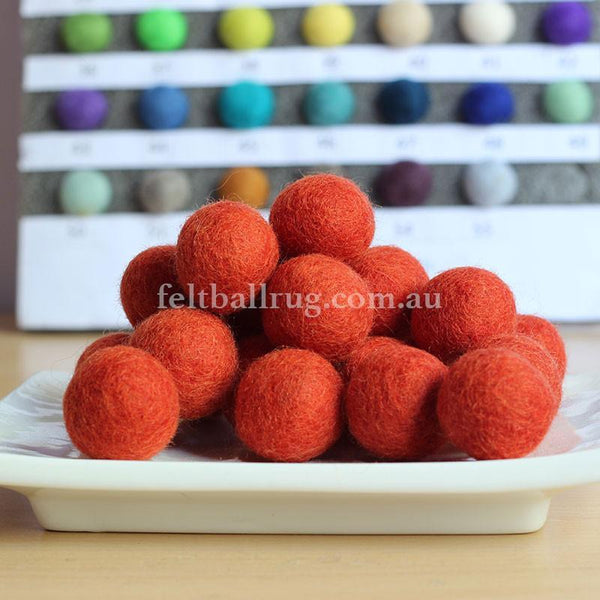 Felt Balls Burnt Orange 1 cm ( 0.39), 2 cm ( 0.78), 2.5 cm