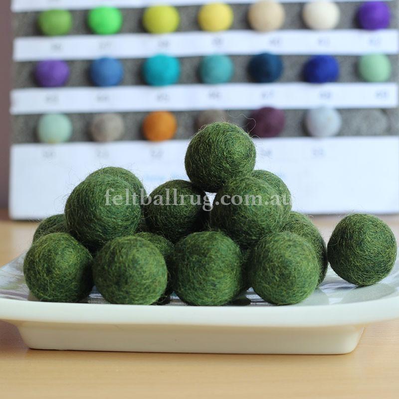 Felt Ball Mountain Green 1 CM,  2 CM, 2.5 CM, 3 CM, 4 CM Colour 30 - Felt Ball Rug USA - 1