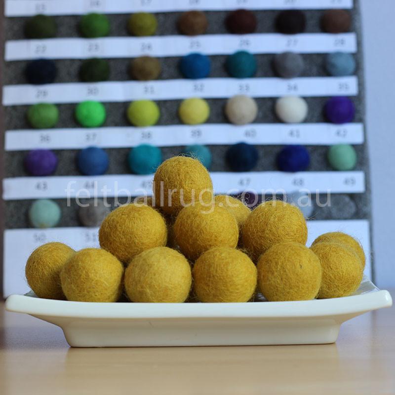 Felt Ball Mustard Yellow 1 CM,  2 CM, 2.5 CM, 3 CM, 4 CM Colour 56 - Felt Ball Rug USA