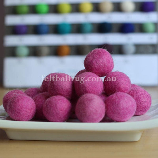 Felt Ball Candy Floss Pink 1CM,  2CM, 2.5CM, 3CM, 4CM Colour 8 - Felt Ball Rug USA - 1
