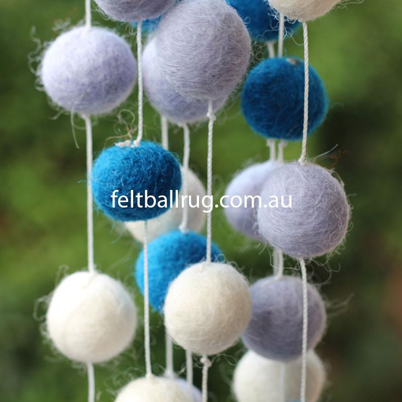 Felt Ball Garland Blue White Lavender - Felt Ball Rug USA - 3