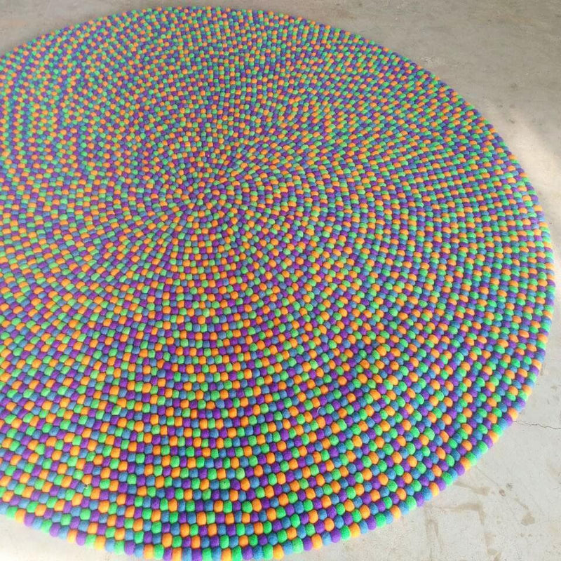 Kaleidoscope felt ball rug