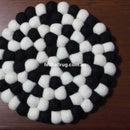 Black And White Felt Ball Trivet - Felt Ball Rug USA - 3
