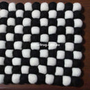 Black And White Square Felt Ball Trivet - Felt Ball Rug USA - 2
