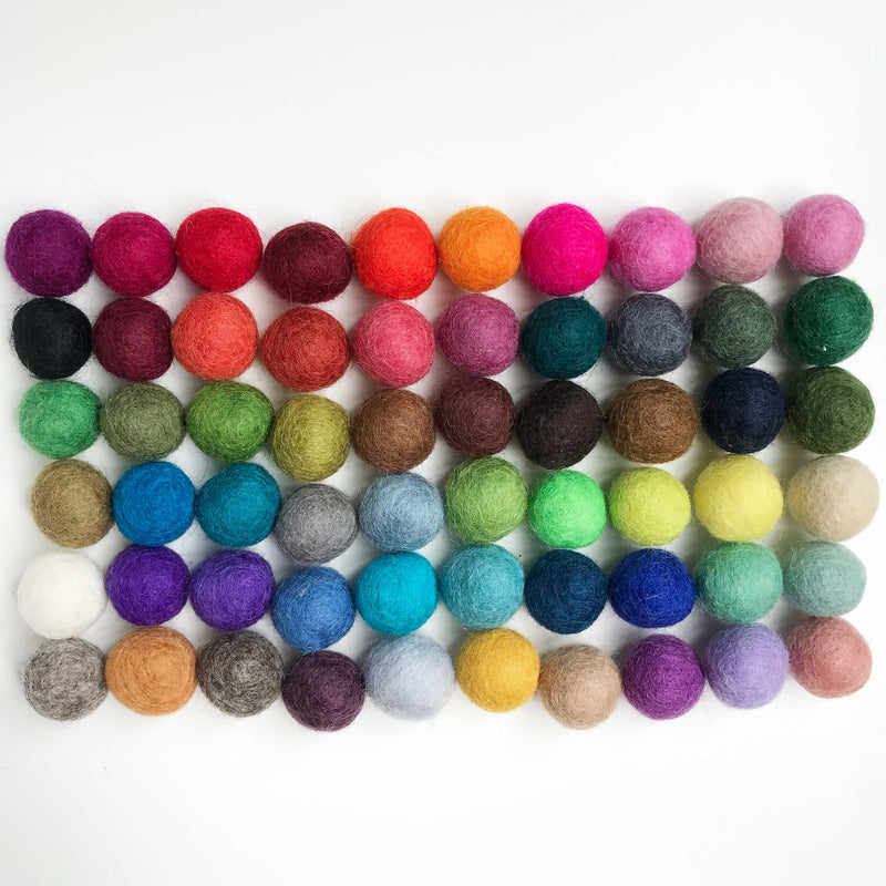 Glaciart One Felt Wool Balls, Felt Pom Poms (20 Pieces) 3 Centimeter - 1.18 inch, Handmade Felted Pure Phlox Pink Color - Bulk Small Puff for