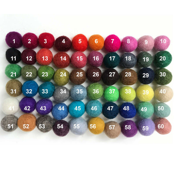 4 CM Felt Balls Assorted Colours