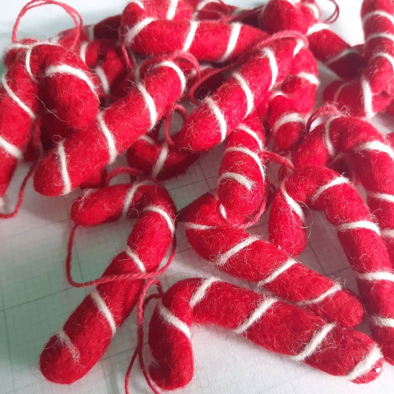 Felt candy canes red
