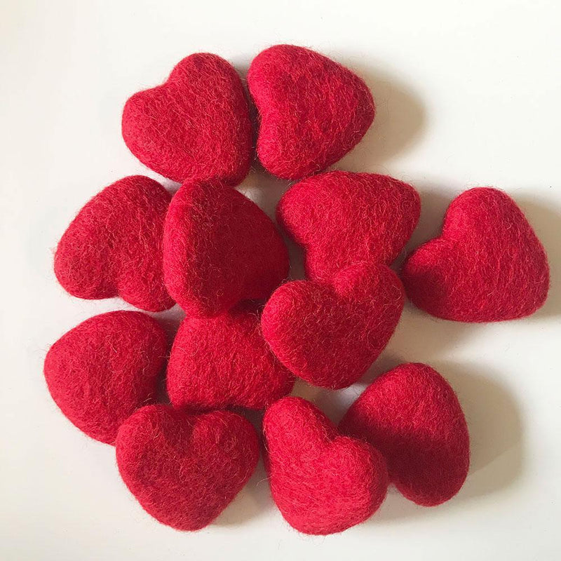 Felt Hearts Bright Red - Perfect For Your Home Decor DIY Project – Felt  Ball Rug USA