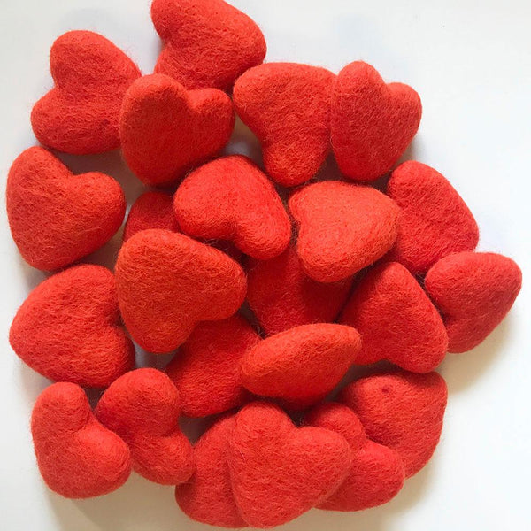 Felt Hearts Crimson Red - Perfect For Your Home Decor DIY Project – Felt  Ball Rug USA