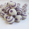 lavender on white polka dot swirl felt balls