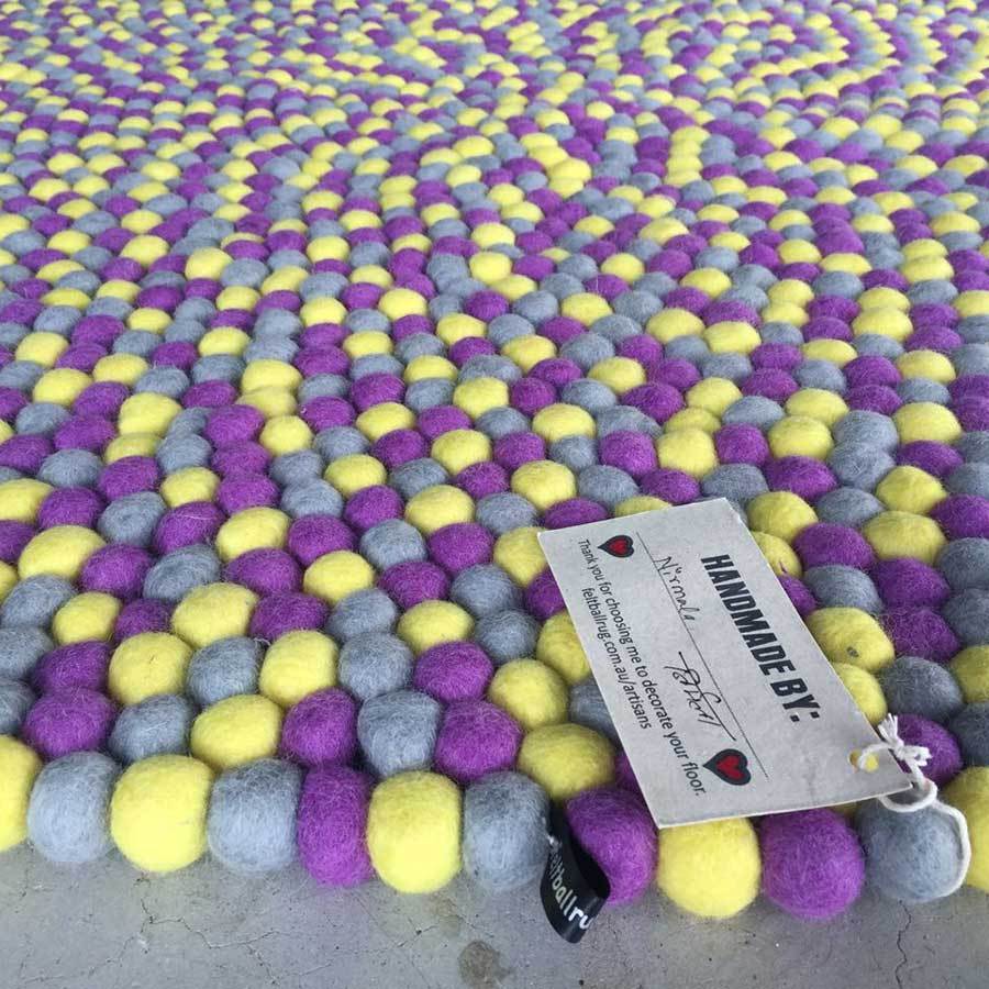 Lavender Burst Felt Ball Rug - Felt Ball Rug USA
