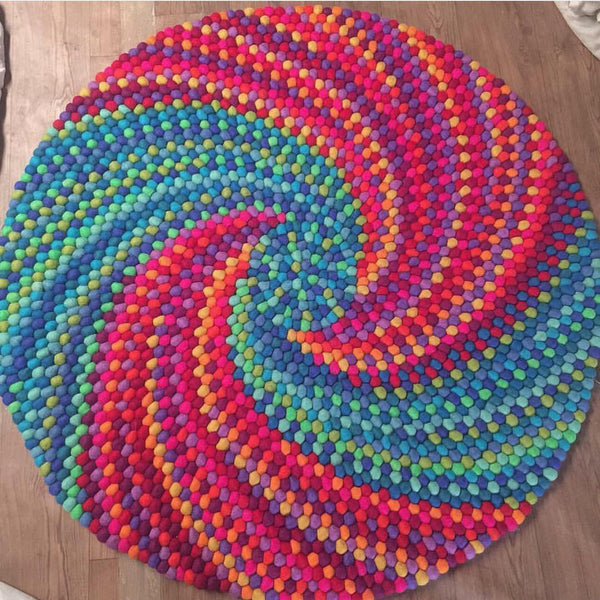 Spiral Felt Ball Rug