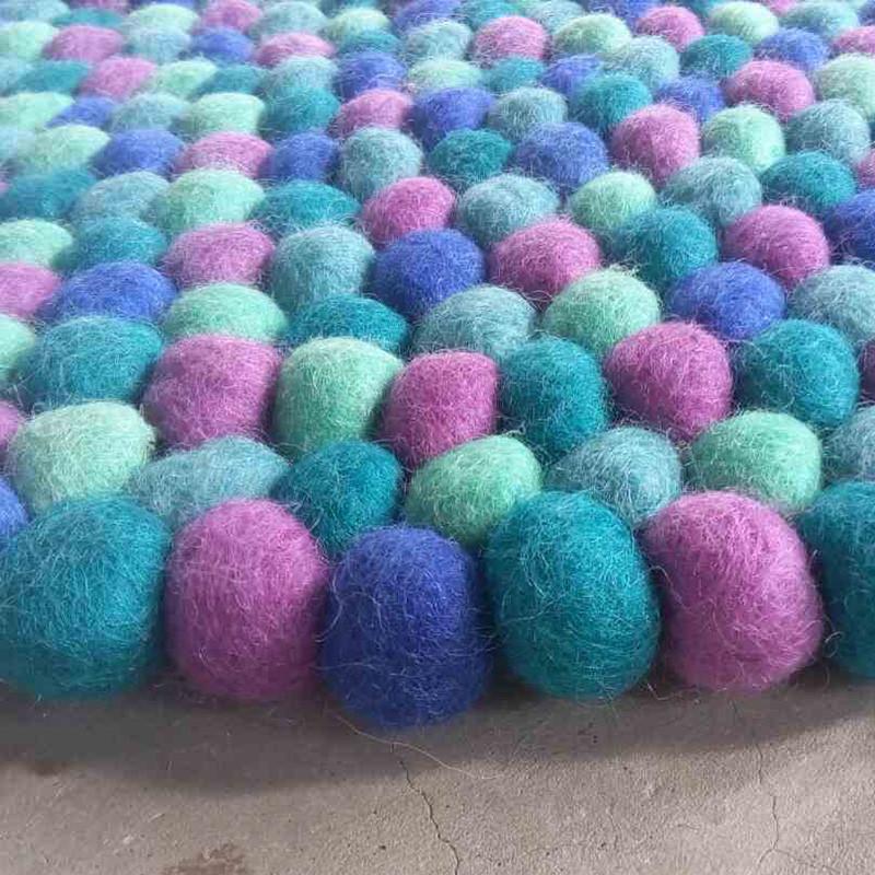 Puff Ball Rug Peacock Passion Felt Ball Rug - Felt Ball Rug USA