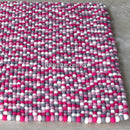 Pink Grey And White Rectangle Felt Ball Rug - Felt Ball Rug USA - 1