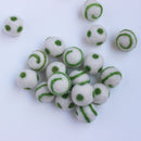 Polka Dot Swirl Felt Balls Spring Green On White
