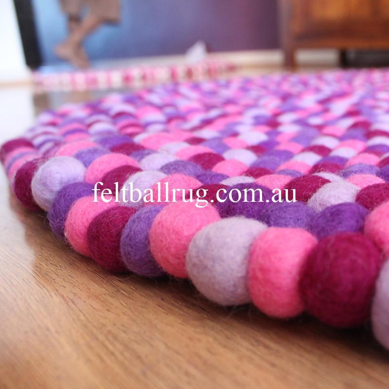 Puff Ball Rug Purple Felt Ball Rug - Felt Ball Rug USA